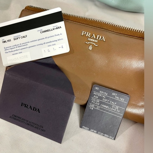 LIVE SHOW LISTING PRADA CANELLA SOFT BROWN LEATHER WALLET-AUTHENTIC - Picture 1 of 7